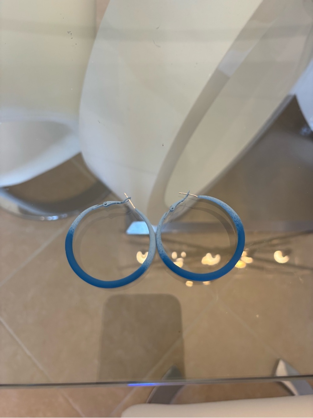 Bright Blue Resin Hoop Earrings
